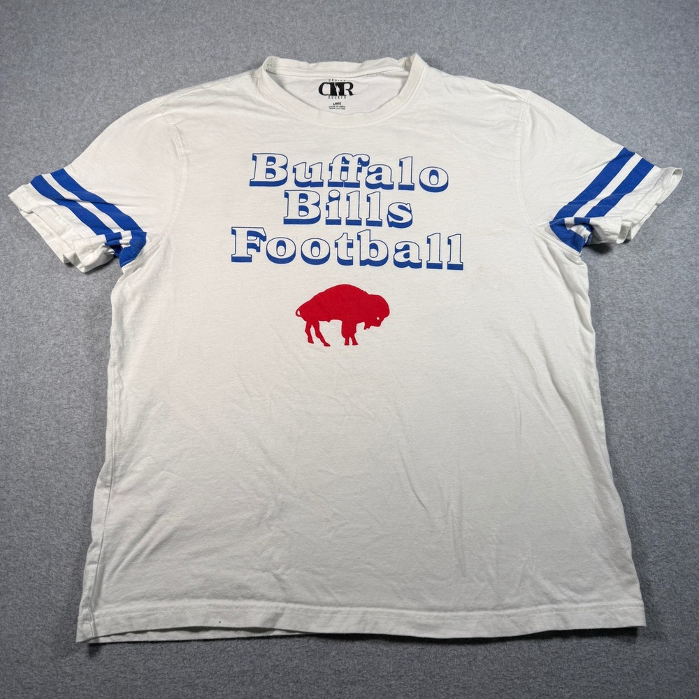 Darius Rucker Buffalo Bills Football T-Shirt Mens Large White Blue Stripe Cotton